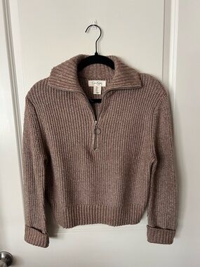 Jessica Simpson Ribbed Half-Zip Sweater in Mauve
